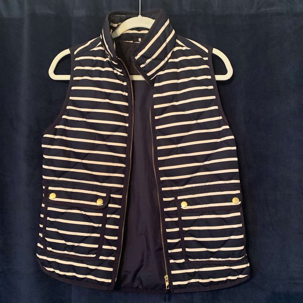Blue and white Jcrew puffer vest
